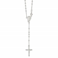 Sterling Silver Polished Bead Rosary Necklace, 18" view 1