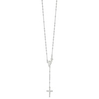 Sterling Silver Polished Bead 18 Inch Rosary Necklace view 2
