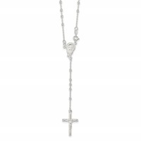Sterling Silver Polished Bead 18 Inch Rosary Necklace view 1