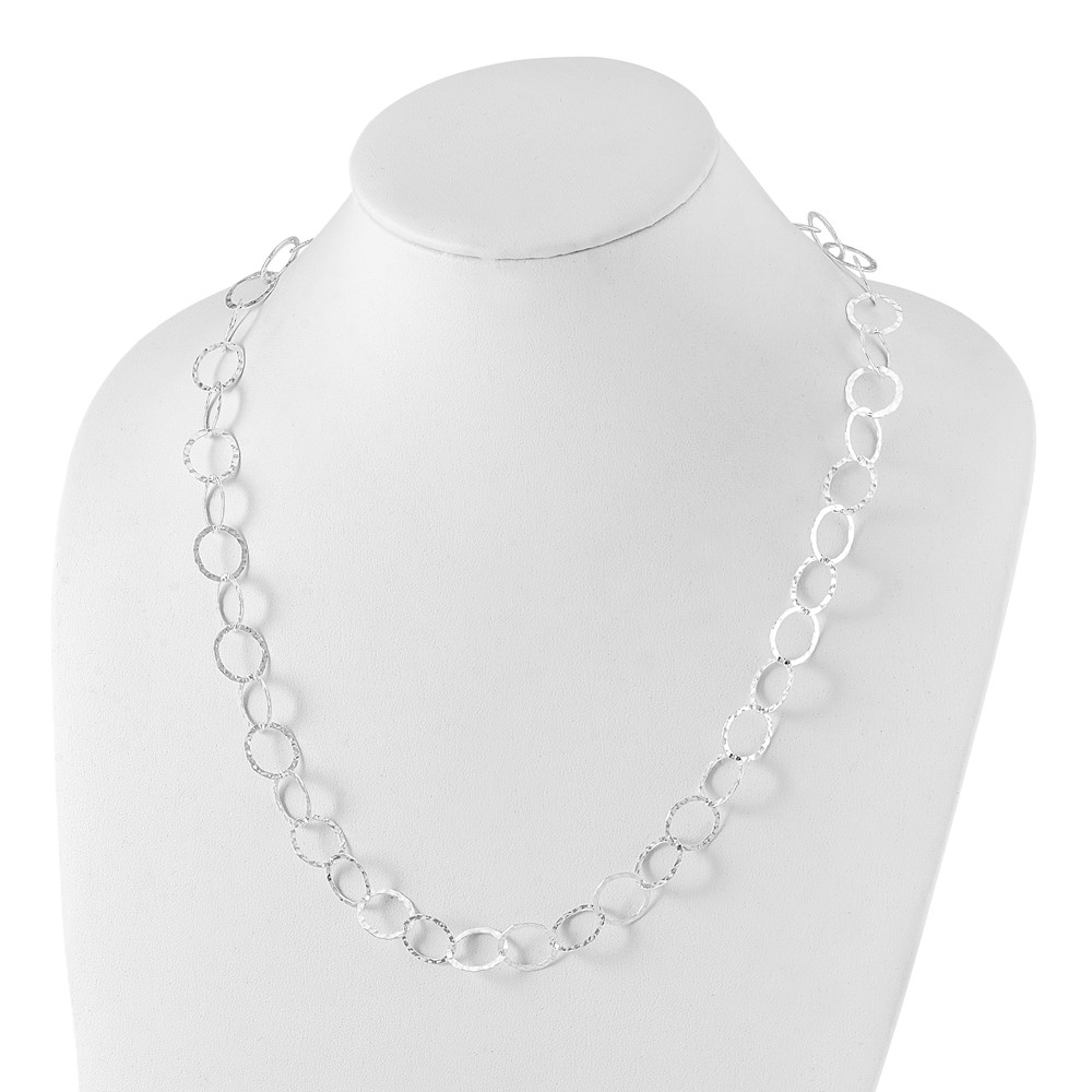 Sterling Silver Fancy Hammered Necklace (QH2427-24)