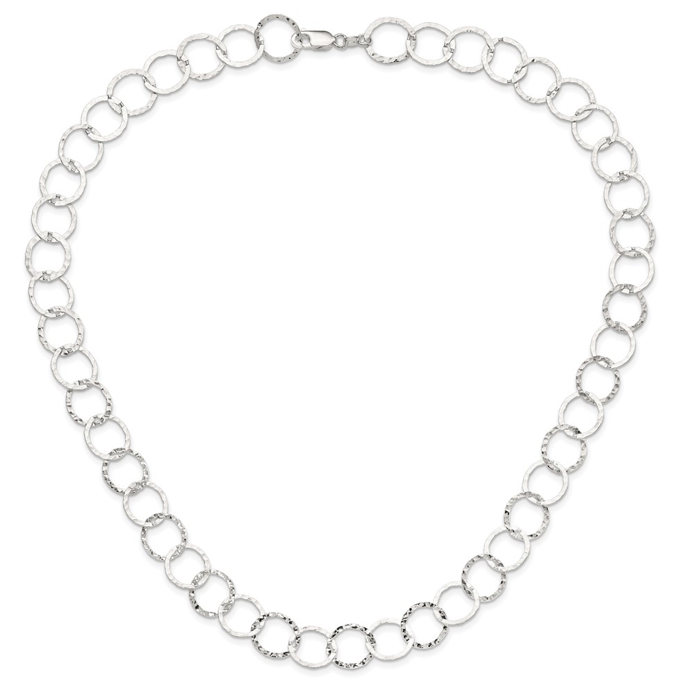 Sterling Silver Fancy Hammered Necklace (QH2427-24)