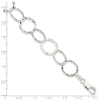 Sterling Silver Polished Hammered 15mm Circle Link Bracelet, 7.5" view 3