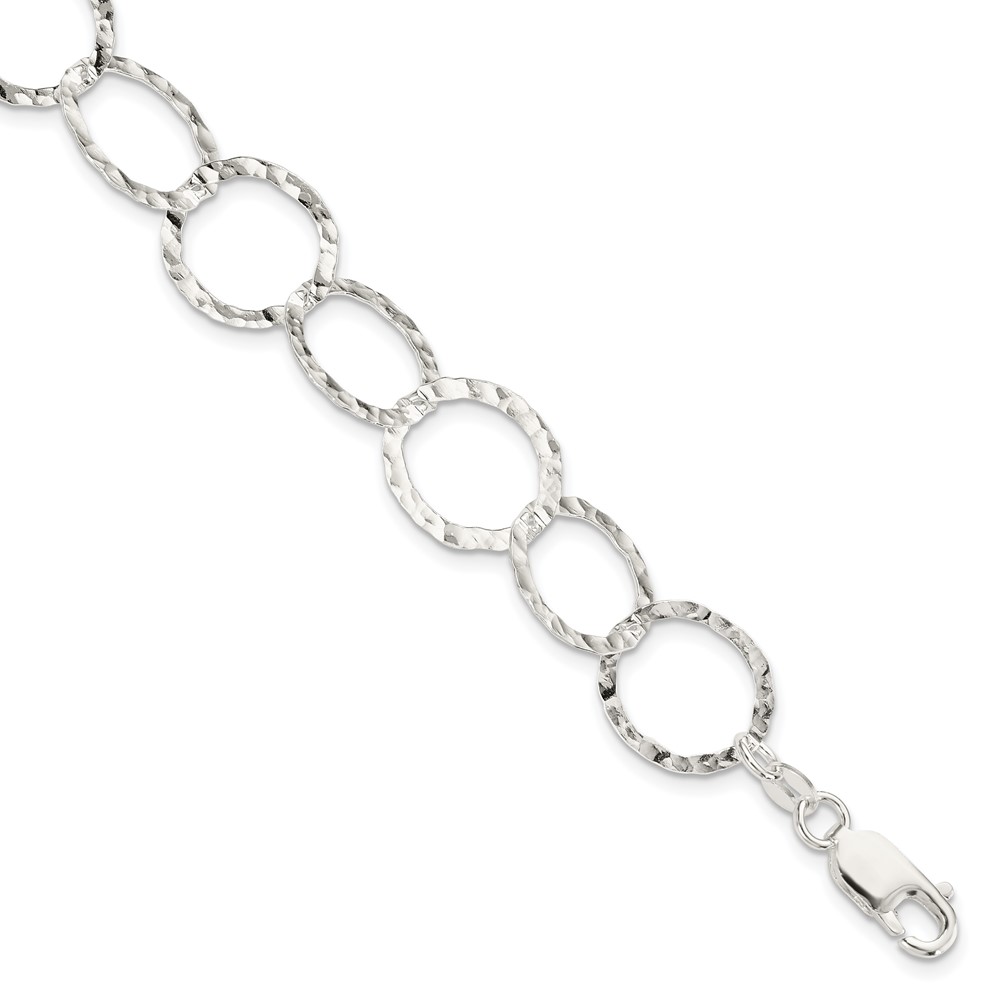 Sterling Silver Fancy Hammered Bracelet (QH2427-7.5)