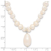 Sterling Silver Baroque and Rice Freshwater Cultured Pearl Drop Necklace with 2 Inch Extension, 18" view 4