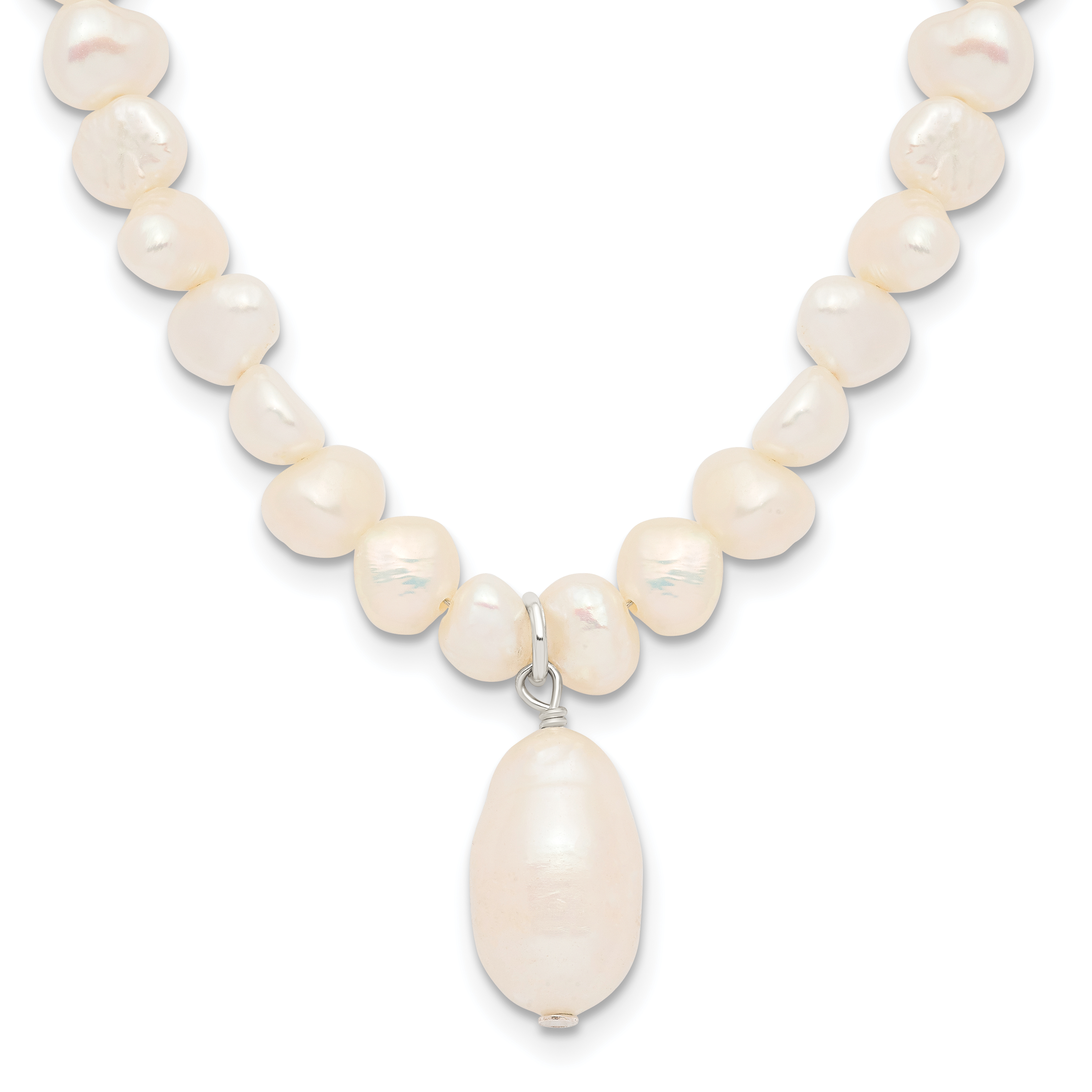 Sterling Silver FW Cultured Pearl Drop 18in Necklace (QH2464-18)