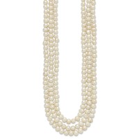 Sterling Silver Triple-Strand 6-7mm White Freshwater Cultured Pearl Necklace, 19" view 2