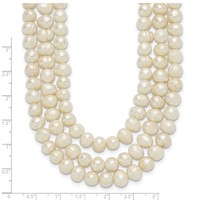 Sterling Silver Triple-Strand 6-7mm White Freshwater Cultured Pearl Necklace, 19" view 5