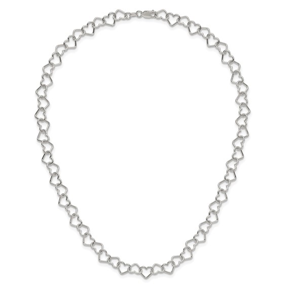 Sterling Silver 18inch Polished Fancy Heart Link Necklace