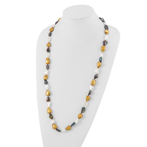 Black/Bronze/White 10-15mm Freshwater Cultured Pearl Necklace