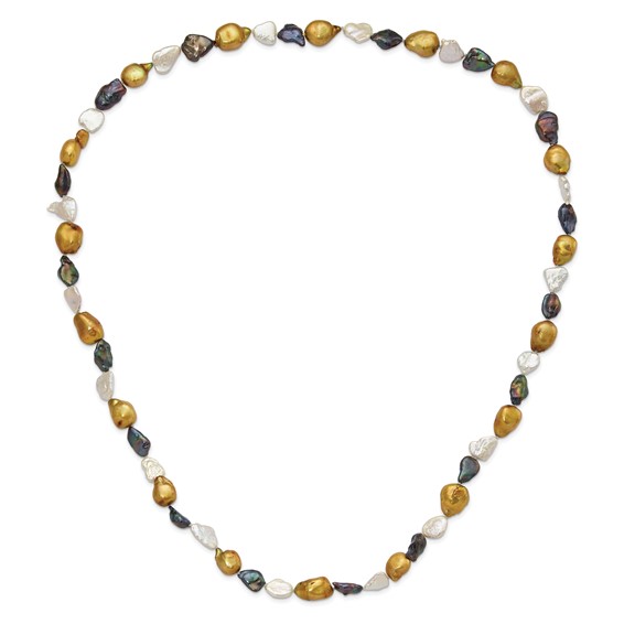 Black/Bronze/White 10-15mm Freshwater Cultured Pearl Necklace