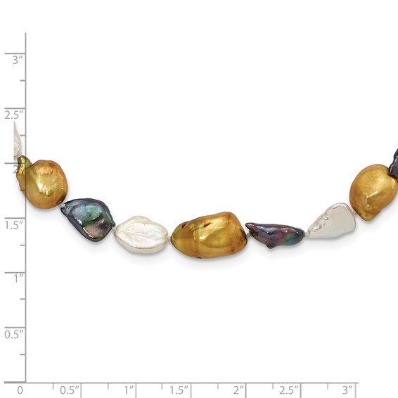 Black/Bronze/White 10-15mm Freshwater Cultured Pearl Necklace