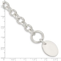 Sterling Silver Engravable 25x 17mm Oval Disc Fancy Cable Link Toggle Bracelet, 7.5" view 4