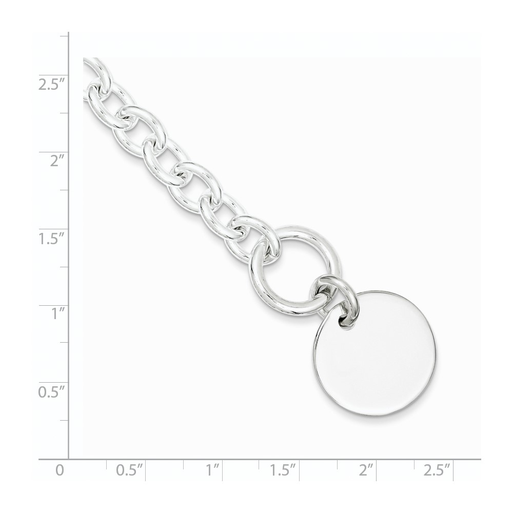 Sterling Silver Engraveable Circular Disc on Fancy Link Bracelet (QH303-7.5)