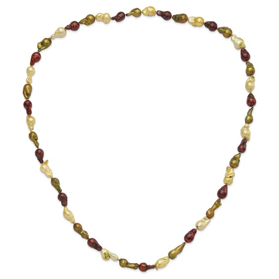 Brown, Olive & Cream 8-12mm Freshwater Cultured Baroque Pearl Necklace