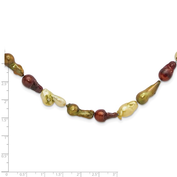 Brown, Olive & Cream 8-12mm Freshwater Cultured Baroque Pearl Necklace