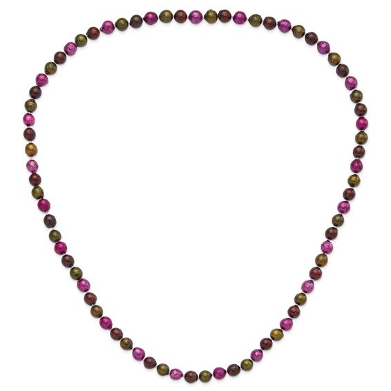 Brown, Olive & Fuchsia 9-10mm Freshwater Cultured Pearl Necklace
