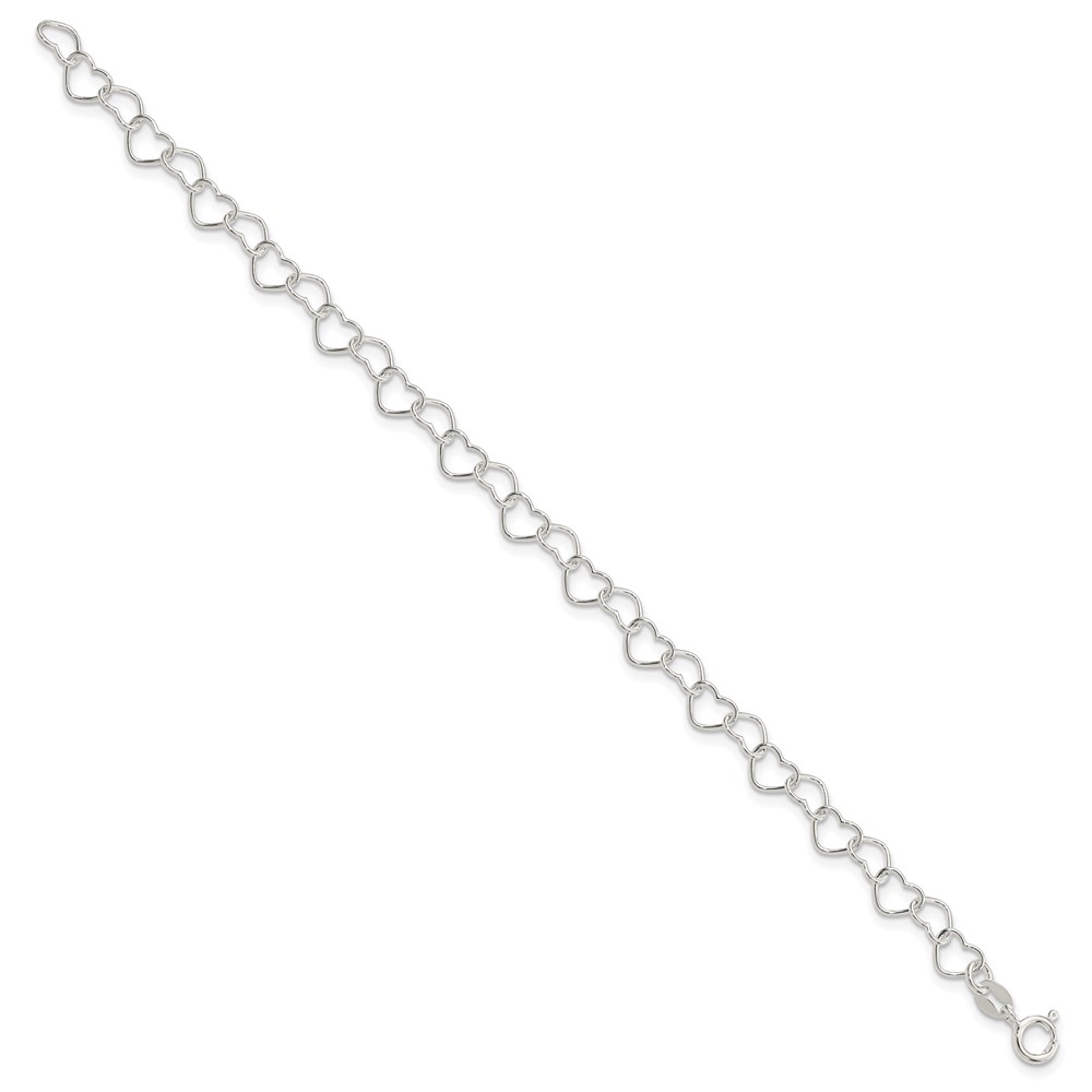 Sterling Silver 7inch Polished Fancy Heart Link Bracelet (QH320-7)