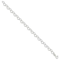 Sterling Silver Polished 5mm Fancy Heart Link Bracelet, 6" view 2