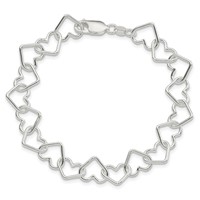 Sterling Silver Polished 10.5mm Fancy Heart Link Bracelet, 7" view 3