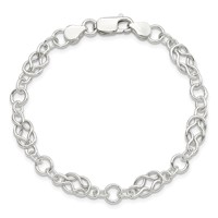 Sterling Silver Polished Fancy Knot-Link Bracelet, 7.5" view 3
