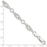 Sterling Silver Polished Fancy Knot-Link Bracelet, 7.5" view 4