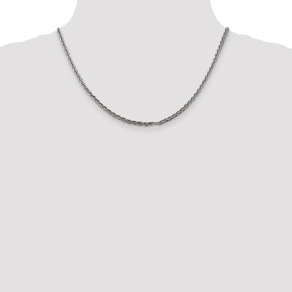 Sterling Silver Antiqued 3.25mm Solid Square Spiga Chain (QH369-18)