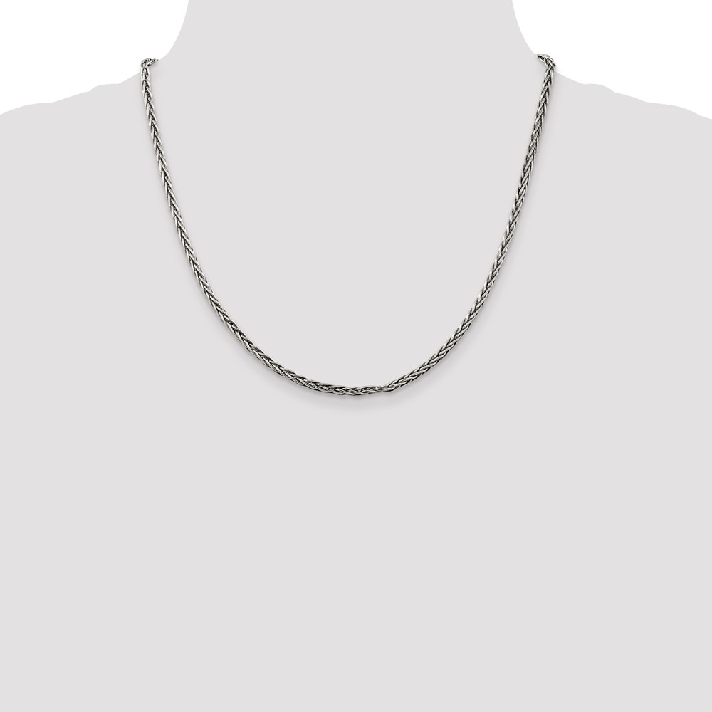 Sterling Silver Antiqued 3.25mm Solid Square Spiga Chain (QH369-20)