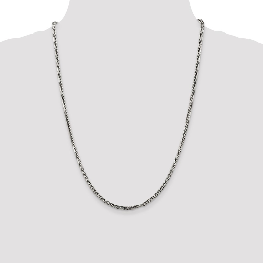 Sterling Silver Antiqued 3.25mm Solid Square Spiga Chain (QH369-24)
