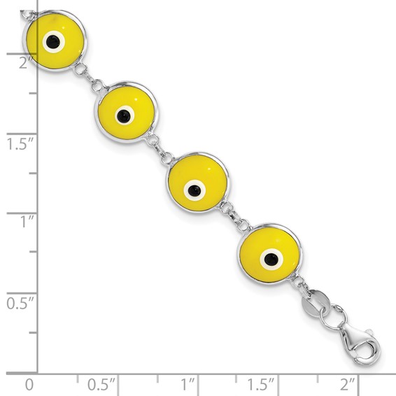 Sterling Silver Reversible Enameled Yellow Eye Bracelet