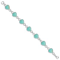Sterling Silver Rhodium-plated Heart-shaped Turquoise Bracelet view 2