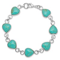 Sterling Silver Rhodium-plated Heart-shaped Turquoise Bracelet view 3