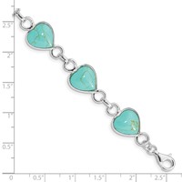 Sterling Silver Rhodium-plated Heart-shaped Turquoise Bracelet view 4