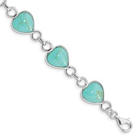 Sterling Silver Rhodium-plated Heart-shaped Turquoise Bracelet view 1