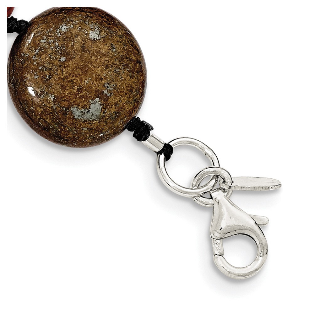 Sterling Silver Tiger Eyes/Carnelian/Reconst. Coral/FW Cult. Pearl Necklace (QH4554-18)