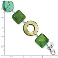 Sterling Silver Chrysocolla, Dyed Howlite & Dyed Mother of Pearl Bracelet with Ext, 1.5" view 4