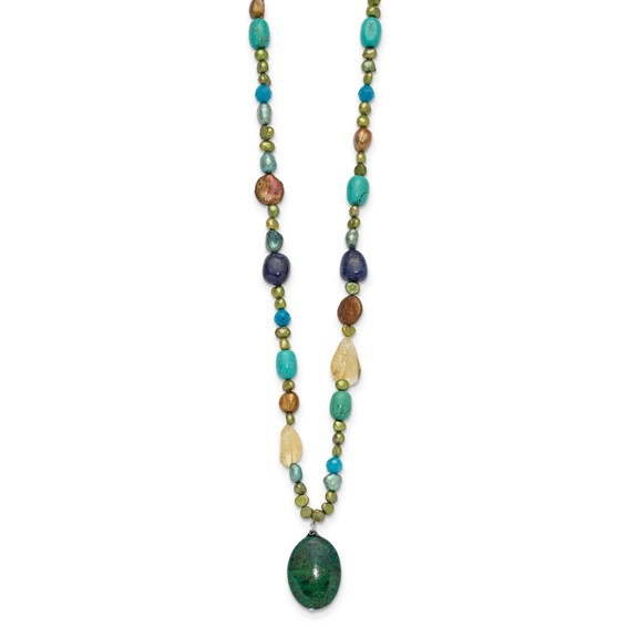 Sterling Silver Citrine/Lapis/Agate/Howlite/Jade/Chrysocolla/Necklace