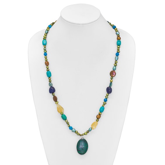 Sterling Silver Citrine/Lapis/Agate/Howlite/Jade/Chrysocolla/Necklace