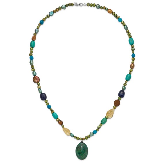 Sterling Silver Citrine/Lapis/Agate/Howlite/Jade/Chrysocolla/Necklace