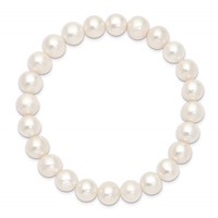8-9mm White Near-round Freshwater Cultured Pearl Stretch Bracelet view 2