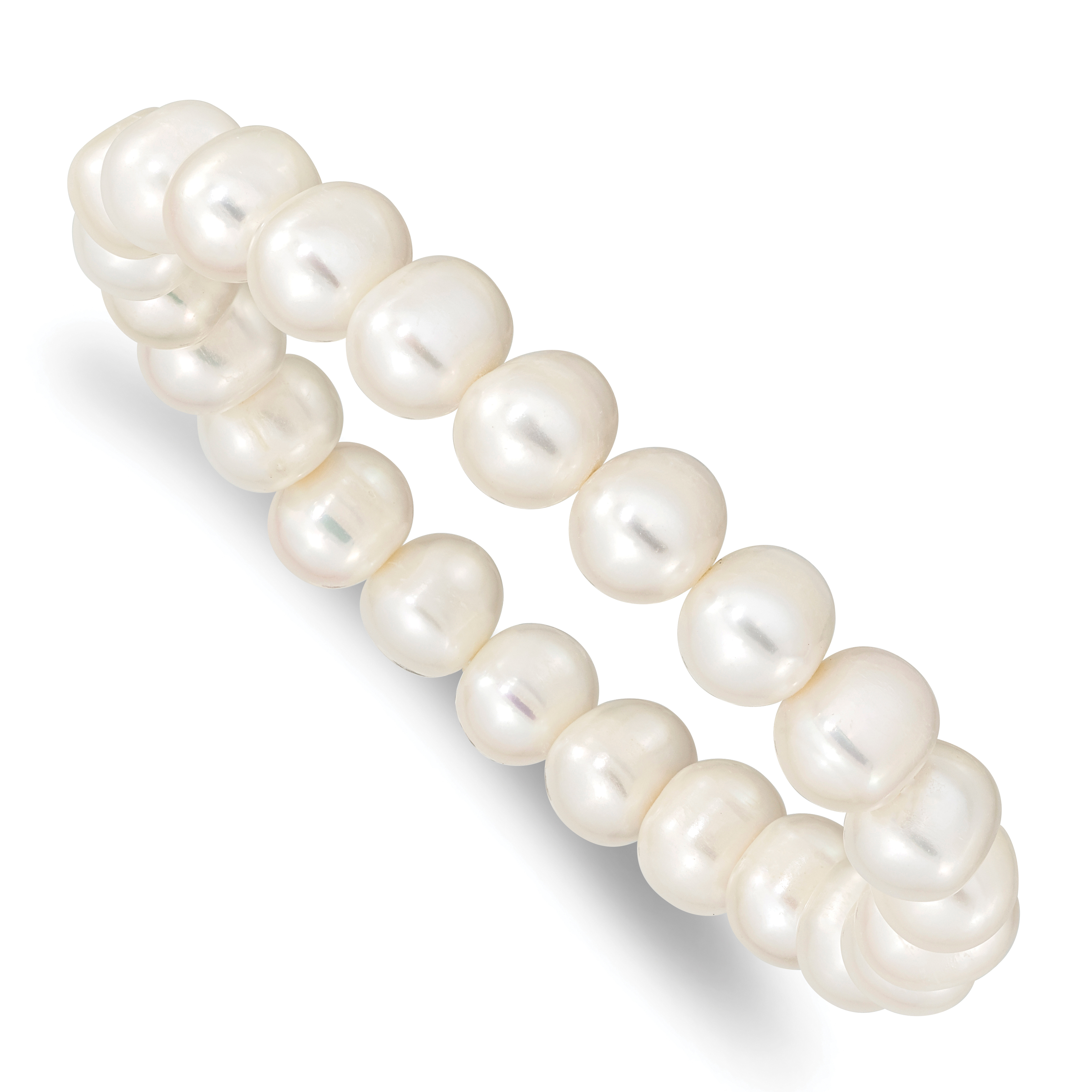 8-9mm White Near-round Freshwater Cultured Pearl Stretch Bracelet (QH4595)