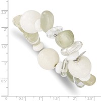 Sterling Silver Coral Jade Moonstone Rock Quartz Stretch Bracelet view 3