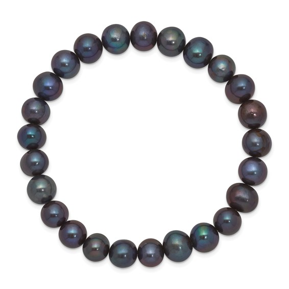 8-9mm Black Near-Round Freshwater Cultured Pearl Stretch Bracelet