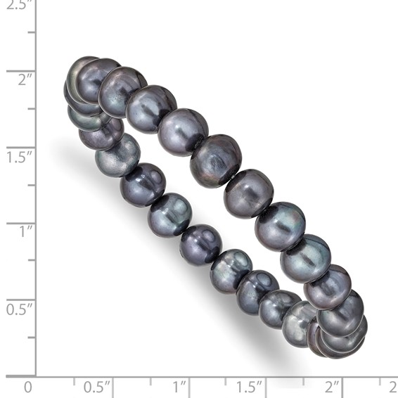 8-9mm Black Near-Round Freshwater Cultured Pearl Stretch Bracelet