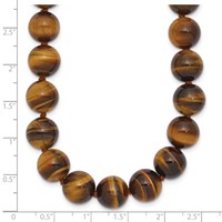 10-10.5mm Smooth Beaded Tiger Eye Necklace with Sterling Silver Rhodium-plated Clasp, 18" view 5