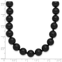 8-8.5mm Smooth Beaded Black Agate Necklace with Sterling Silver Rhodium-plated Clasp, 18" view 3
