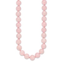 10-10.5mm Smooth Beaded Rose Quartz Necklace with Sterling Silver Rhodium-plated Clasp, 18" view 2