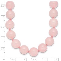 10-10.5mm Smooth Beaded Rose Quartz Necklace with Sterling Silver Rhodium-plated Clasp, 18" view 3