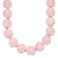 10-10.5mm Smooth Beaded Rose Quartz Necklace with Sterling Silver Rhodium-plated Clasp, 18" view 1