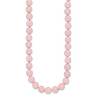 8-8.5mm Smooth Beaded Rose Quartz Necklace with Sterling Silver Rhodium-plated Clasp, 18" view 2