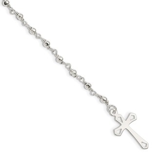 Sterling Silver Polished Bead Rosary 7.5 inch Bracelet